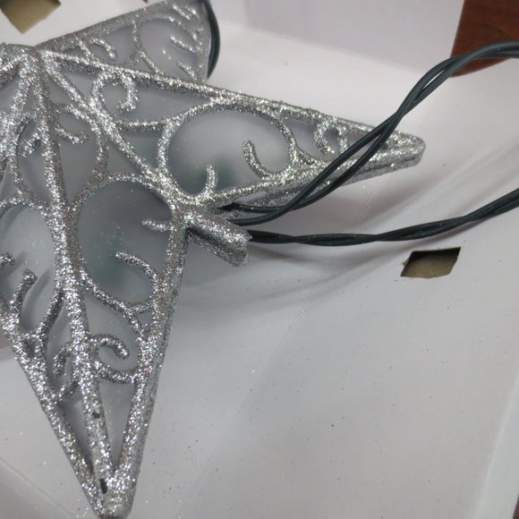 Lighted Silver Star 9" Christmas Tree Topper Brand New - Picture 4 of 5